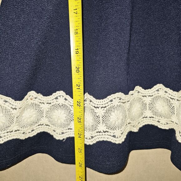 Babydoll Mini Halter Dress Navy Blue With White Lace Sexy Vintage Style Short - Picture 7 of 9